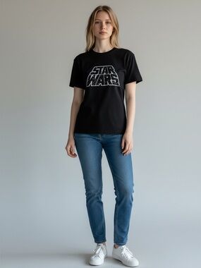 Star Wars Graphic Tee Black Short Sleeve Junior XL Fits Adult S/M